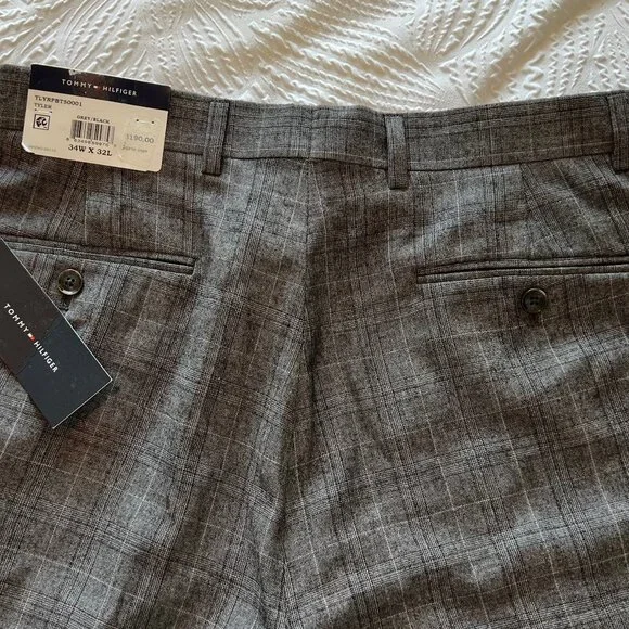 Men's Tommy Hilfiger Grey Glen Plaid Tyler Suit Separate Pant Size 34Lx32L NWT - Picture 3 of 5